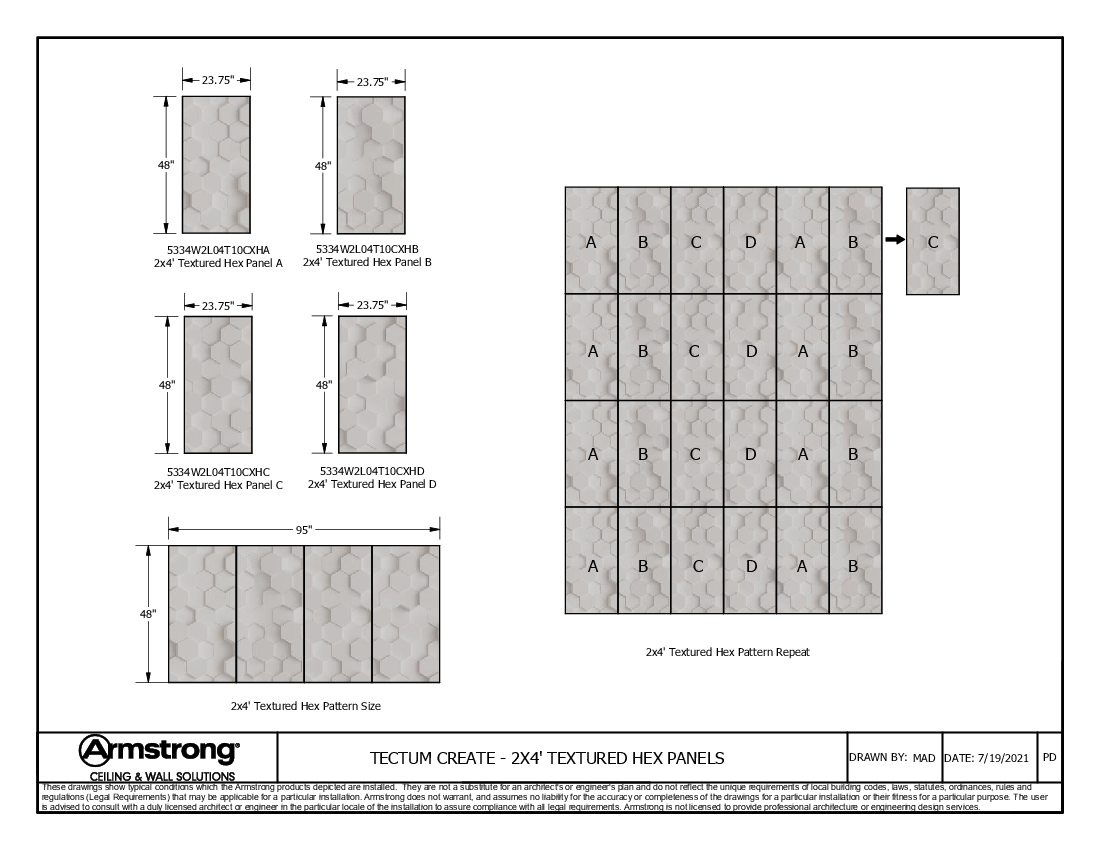 Textured Hex 2x4' Panels