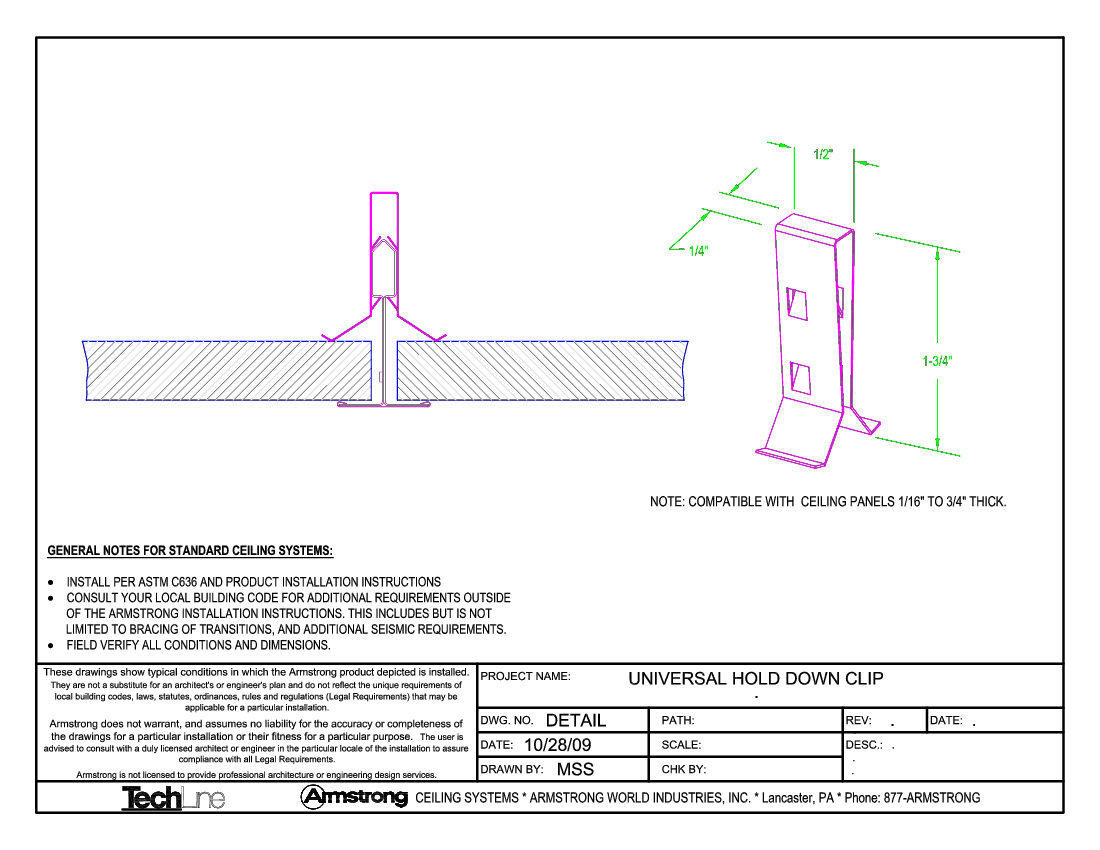 Suspension System Universal Hold Down Clip